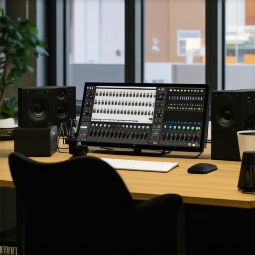 High-tech Creator Studio Setup Futuristic creator studio with modular gear and smart automation controls