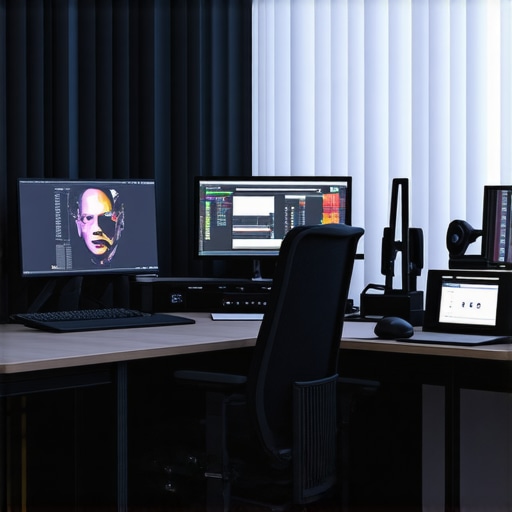 A well-organized creator studio with adjustable rigs and lighting for content creation.
