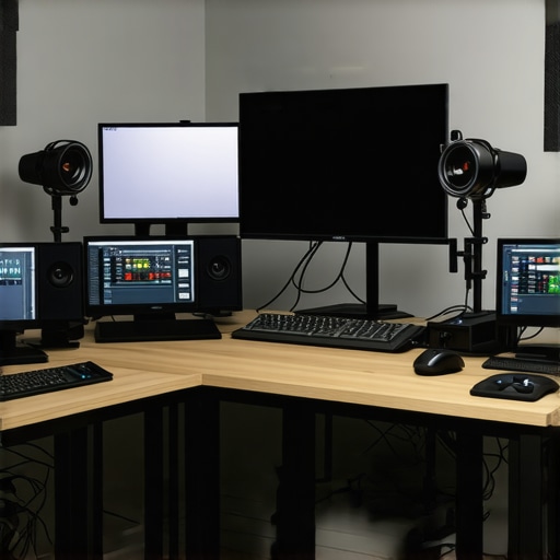 A professional creator studio with adjustable lighting and modular rigs for high-quality content creation