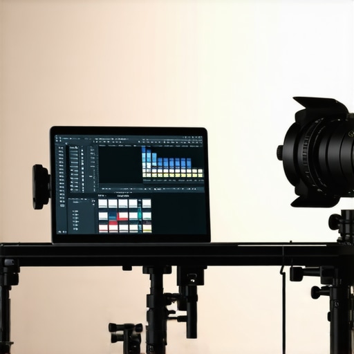 Professional creator rig with adjustable arms and LED lighting in a studio environment