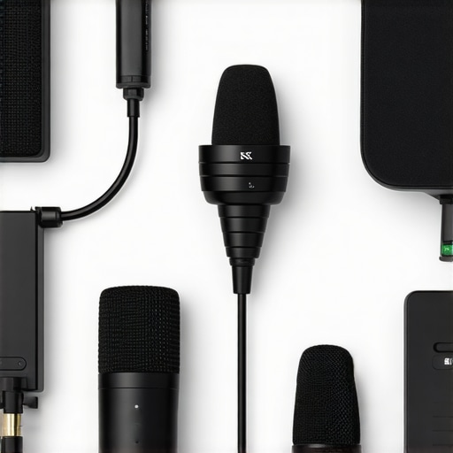 Rode NT-USB Mini, Sennheiser MKH 416 microphone, and Elgato Key Light Air side by side