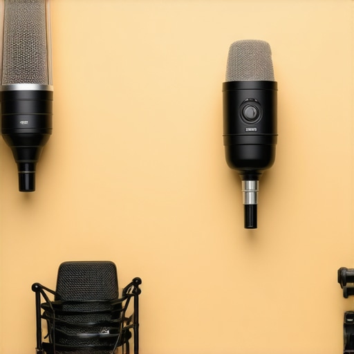 Microphones comparison showing SM7B, Rode Broadcaster, and Neewer NW-700 side by side