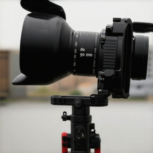 Creator rig and lighting kit in rainy outdoor environment