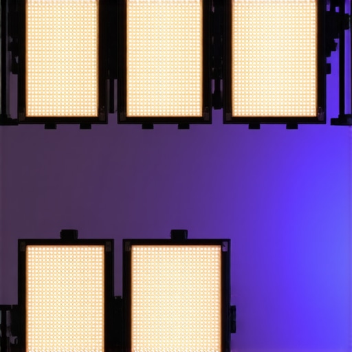 Adjustable LED lighting panels and rig in studio