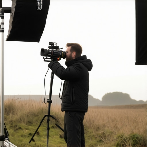 Creator filming outdoors with durable studio equipment in challenging weather