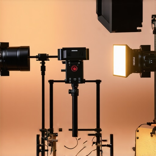 Professional creator rig with adjustable LED lights in studio setting