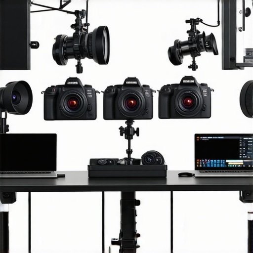 Modern content creator studio with lighting and camera rigs