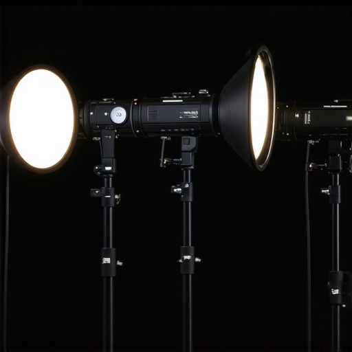 Lighting kit and camera rig operating outdoors in rainy weather