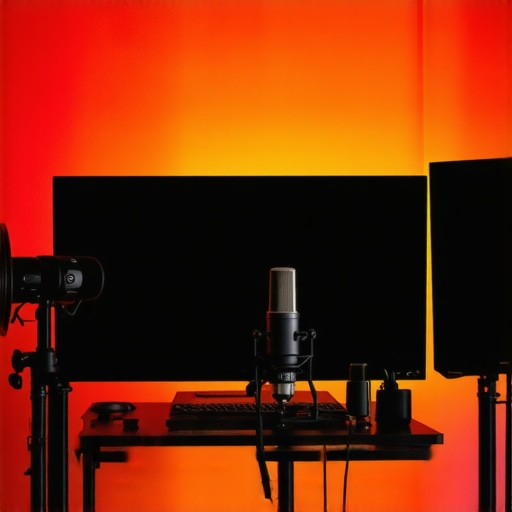 Studio setup showcasing lighting and microphone gear for content creation