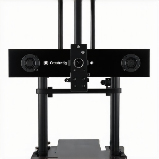 Studio creator rig with adjustable components and cable channels.