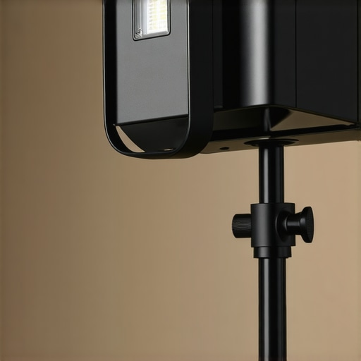 Close-up of a professional-grade LED studio light with adjustable features and sturdy build