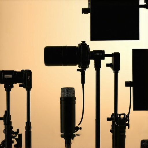 Studio lighting, microphones, and cameras being tested in a challenging environment.