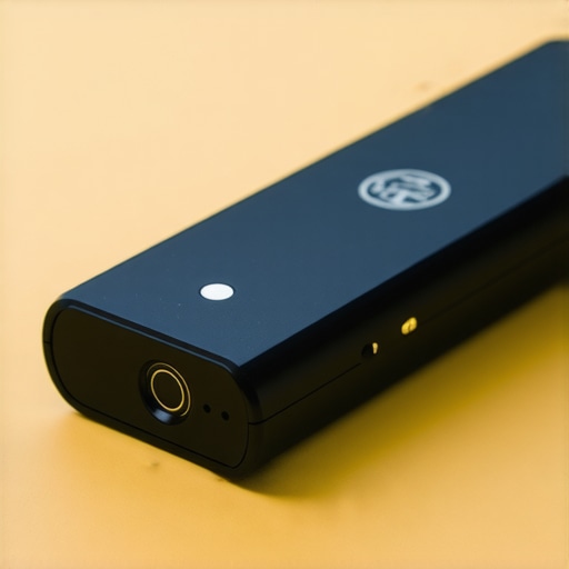 High-quality wireless lavalier microphone build Close-up of microphone showing durable metal housing and fine mesh grille