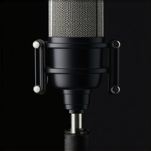 Detailed image of a magnetic microphone mount showcasing its metal and magnetic parts