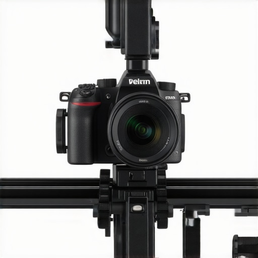 Close-up view of magnetic rail system with accessories attached to a mirrorless camera.