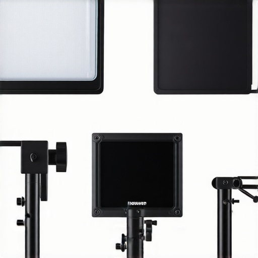 Studio Lighting Comparison Studio lighting setups with different LED panels for comparison.