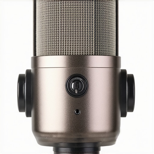 A high-quality metallic microphone showcasing its robust build and design details