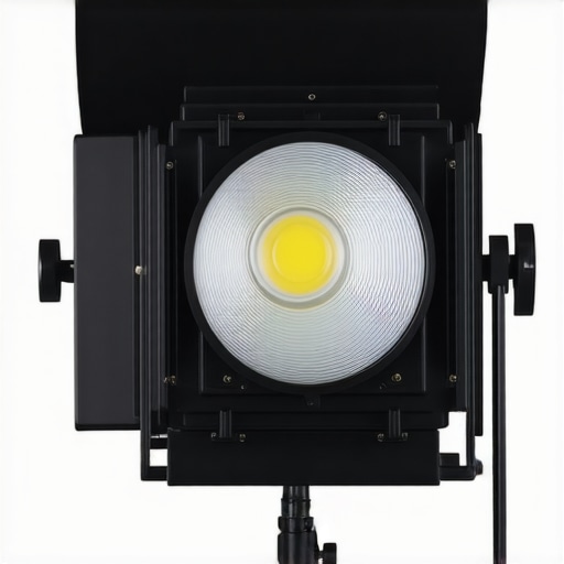 Close-up photograph of a studio light's control panel and durable materials