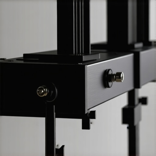 Premium Studio Rig Materials Close-up of durable aluminum and steel components of studio rig in a well-lit studio setting.