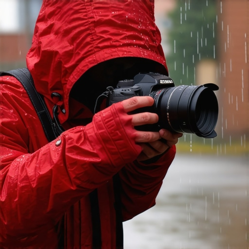 Rugged camera in rain Camera with protective casing in rainy weather