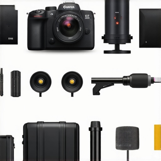 Different studio equipment setups from top brands including camera, lighting, and audio gear
