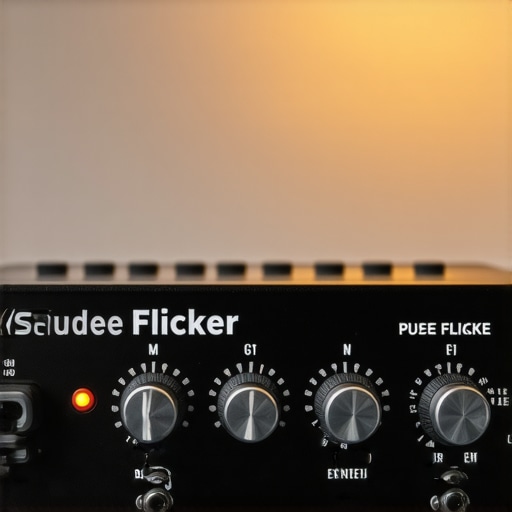 Studio Pulse Flicker Controls Detailed view of Flicker device's control knobs and indicators in a studio setting