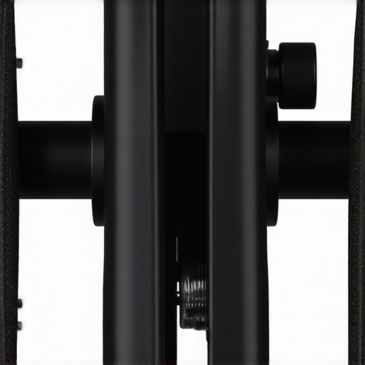 Detailed view of a durable aluminum cold-shoe mount with adjustment knobs