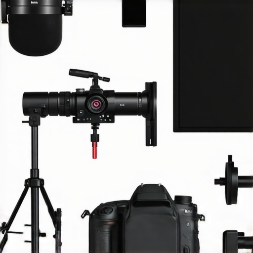 Professional studio setup with microphone, camera, lighting, and rig tools for content creators