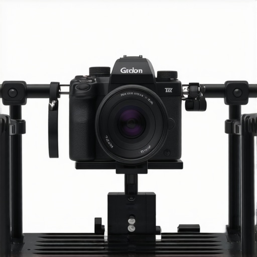 Detailed view of the lightweight graphene camera cage showing support arms and mounting points.