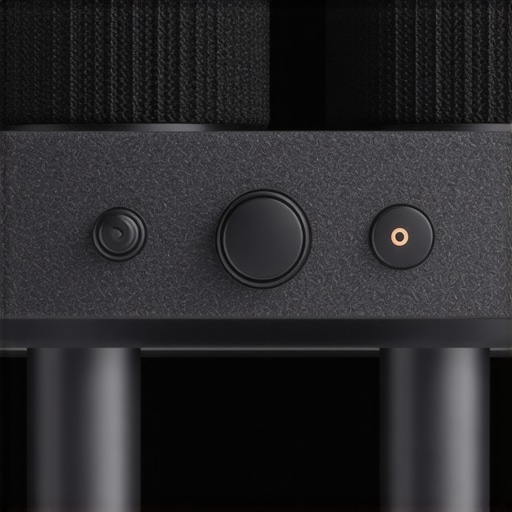 Close-up of neural microphone with textured surface and control buttons.