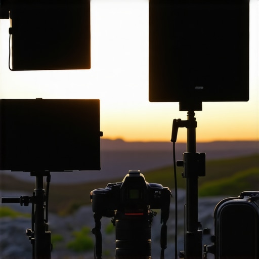 Outdoor creator equipment setup facing environmental challenges