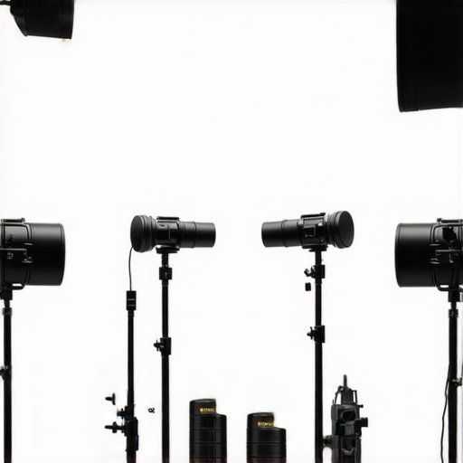 Studio equipment undergoing stress test with lighting and microphones in a busy environment