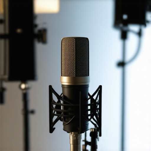 Professional studio microphone capturing vocals during a recording session