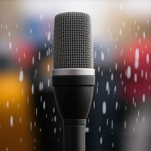 Professional microphone with weatherproof design during rain