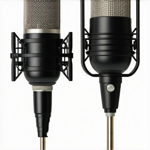 Two professional microphones side by side, one budget-friendly and one high-end, to compare build and features.