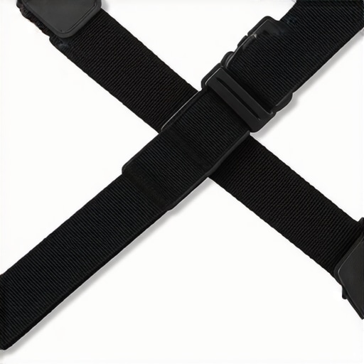 Detailed view of padded nylon camera strap with adjustment buckle and textured grip.