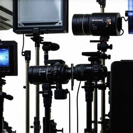 Professional creator rigs and lighting being used outdoors during rain and wind
