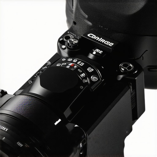 Ergonomic Camera Design A professional camera showcasing its ergonomic grip and control dials for easy operation.