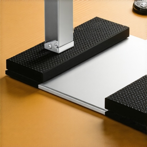 Close-up of a sturdy desk clamp with rubber pads gripping a wooden surface.
