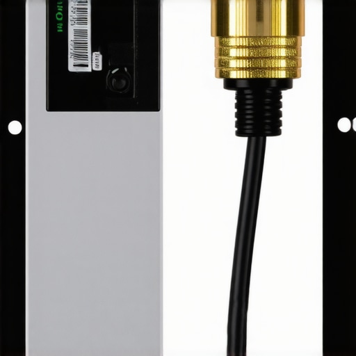 Detailed view of the ground loop isolator's connectors and internal transformer.