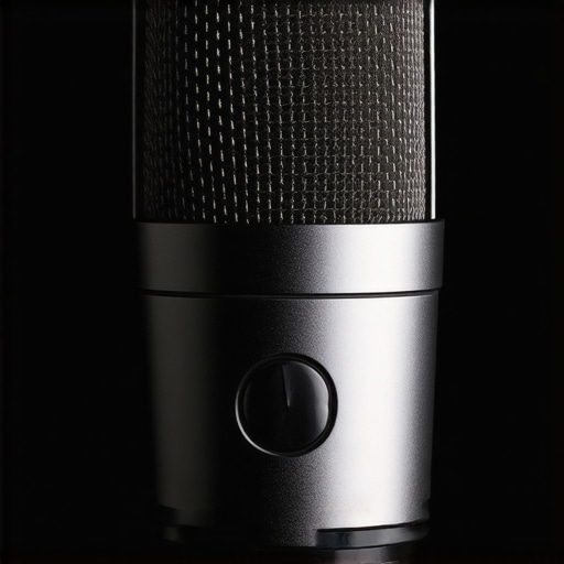 Close-up of a sturdy, metal-bodied microphone with control features.