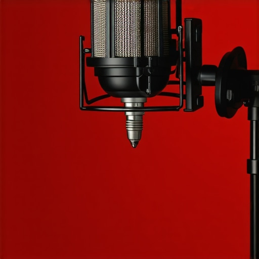 Close-up image of a mesh vocal pop filter mounted on a microphone stand, highlighting the material and design.