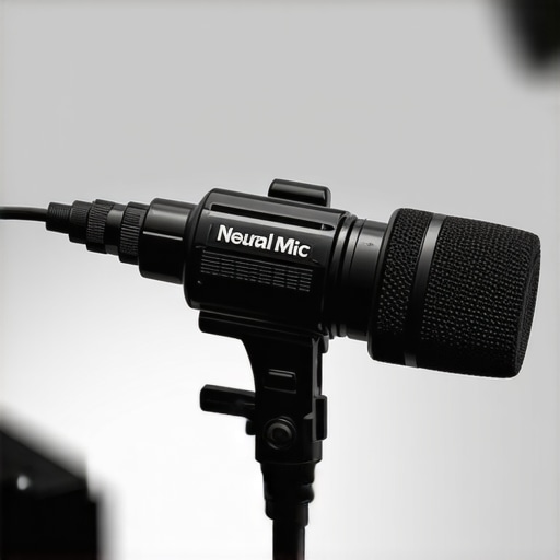 Close-up of the compact Neural Mic Blocks attached to a microphone, highlighting their sturdy build and small size.