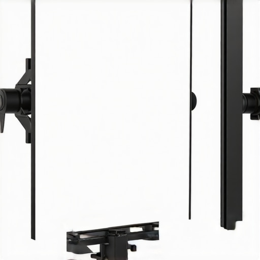 Reflective studio mirror mounted on an adjustable stand capturing light for enhanced studio illumination
