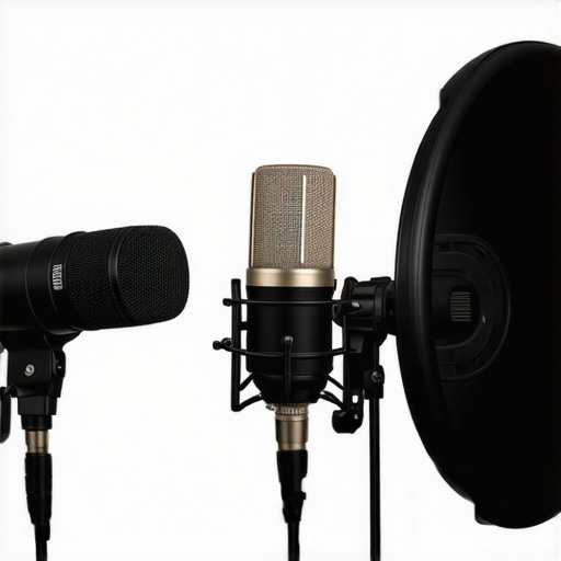 High-quality microphone with studio lighting for creators