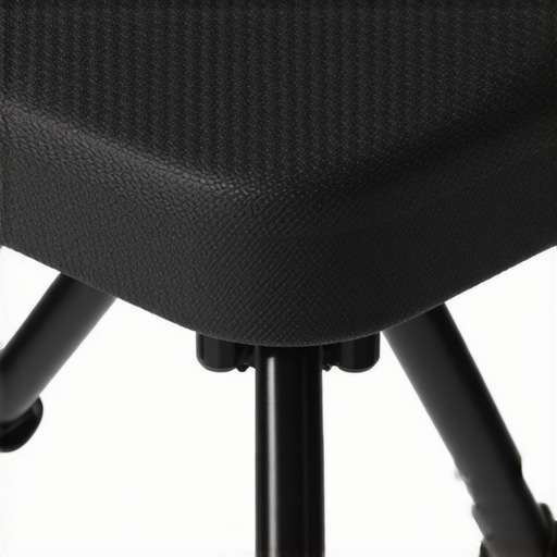 Close-up of rubber grip pad installed on camera tripod
