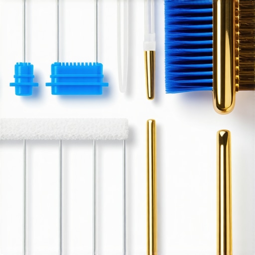 Sensor cleaning tools display Close-up of sensor cleaning tools like swabs, brushes, and solutions on a table.