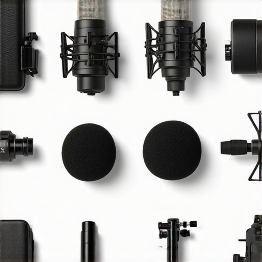 Comparison of different microphone and lighting equipment in studio setting.