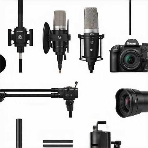 A detailed comparison chart of studio gear including microphones, cameras, and lighting kits with top competitors.