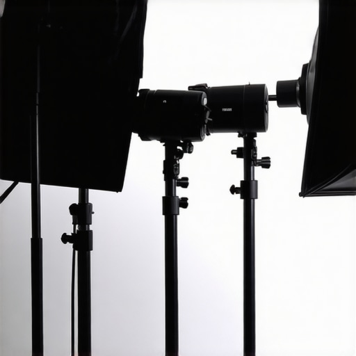 Studio lighting kit illuminating a filming set